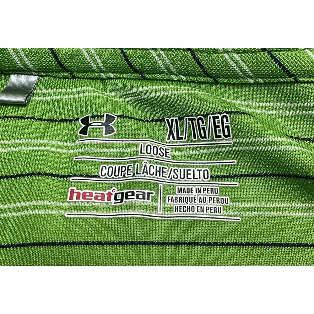 Under Armour Men's Green Stripped Collared Polo Shirt Size XL - Picture 4 of 6